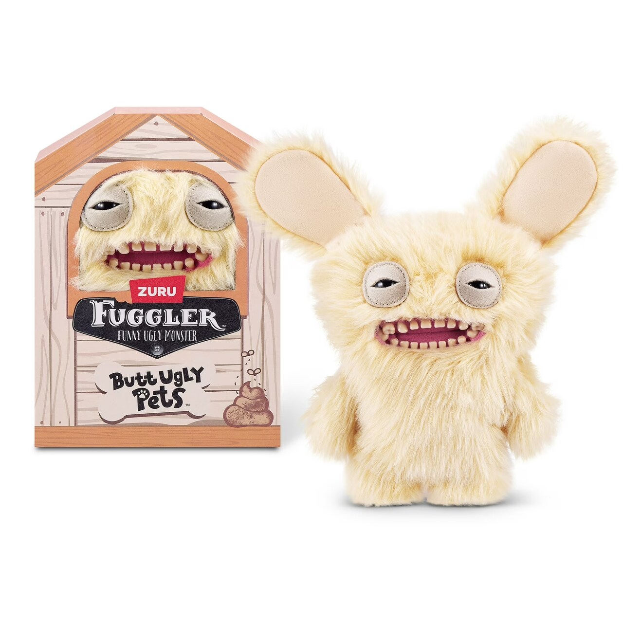 Zuru Fuggler Butt Ugly Pets Mr Buttons Golden Retriever Brown Funny Ugly Monster Plush Toy 9 Inch